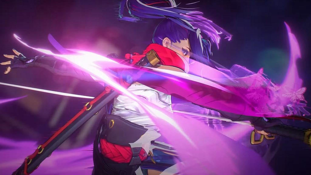 Close-up of Psylocke, a Duelist character in Marvel Rivals. 