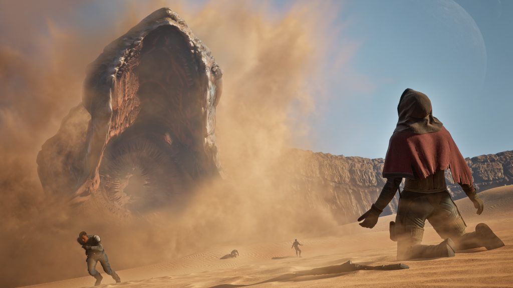 This Clever Trick (And a Bit of Luck) Will Let You Ride a Sandworm in Dune: Awakening 4 The Sandworm in front of the player in Dune: Awakening.