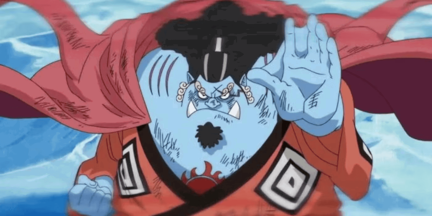 Jinbe in a fighting stance in One Piece. 