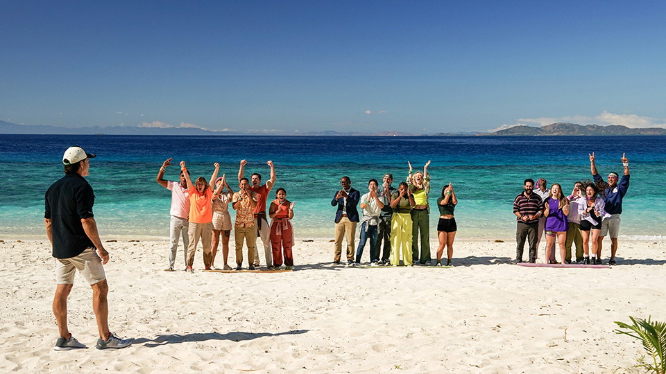 The Survivor 48 cast arrives on the beach for the marooning