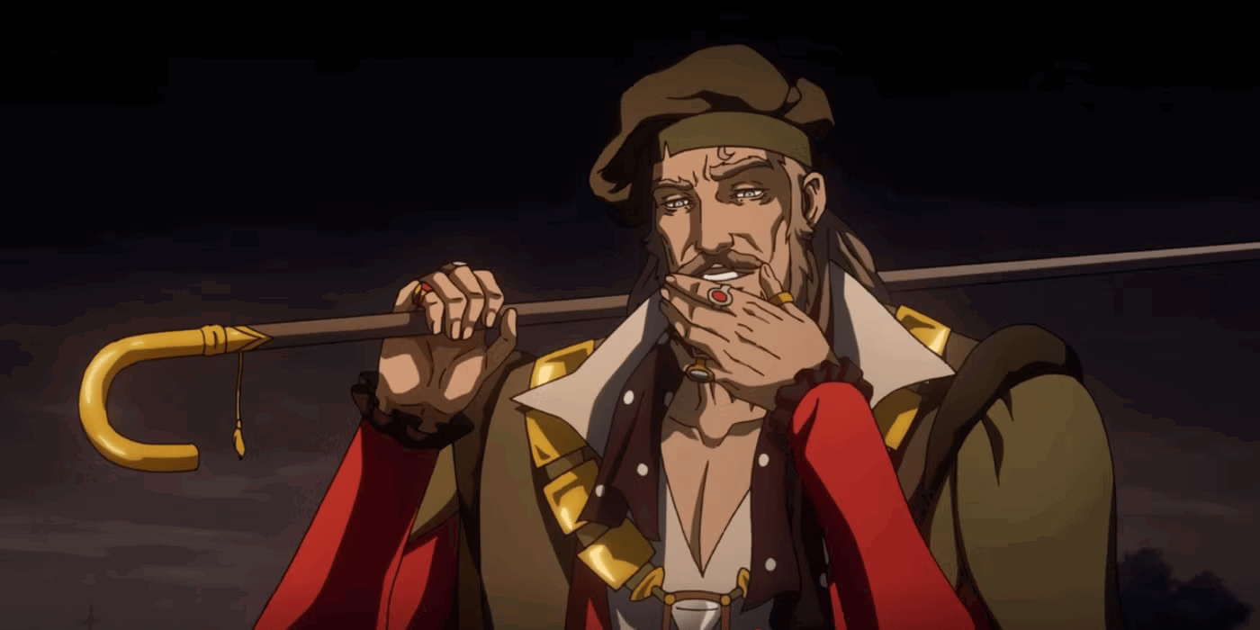 Saint Germain with his cane in Castlevania. 