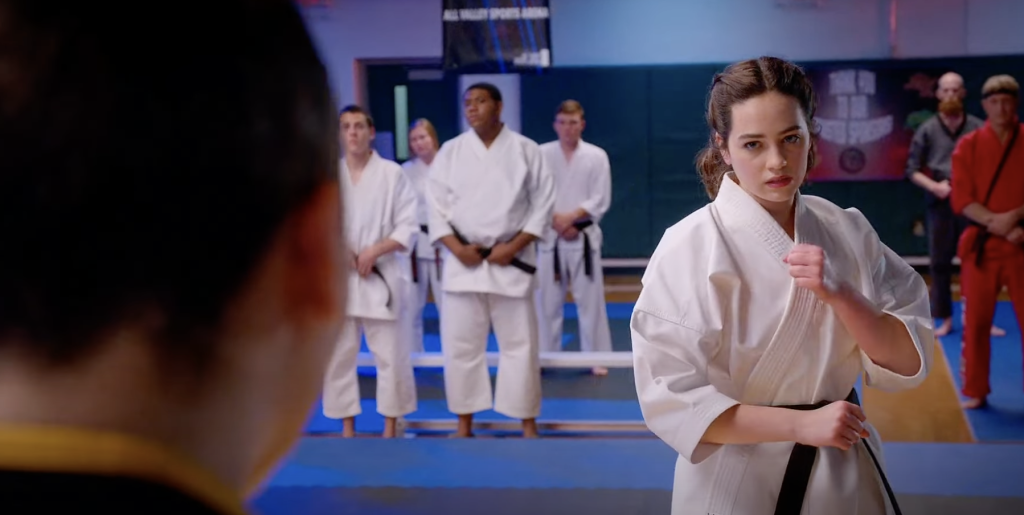 Mary Mouser as Samantha LaRusso in Cobra Kai