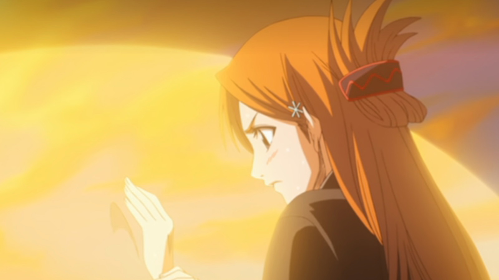 Orihime can be seen using her healing abilities in Bleach anime 