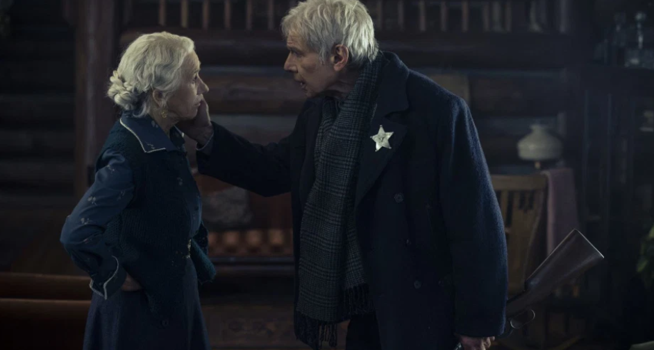 Harrison Ford and Helen Mirren in a dramatic scene from 1923 season 2