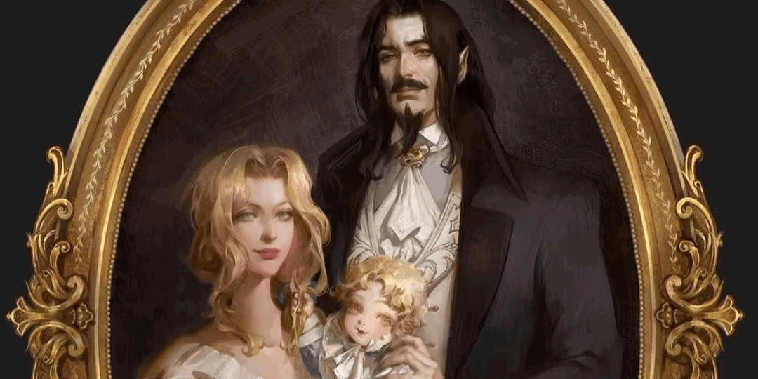 Dracula, Lisa and Alucard's family portrait in Castlevania.