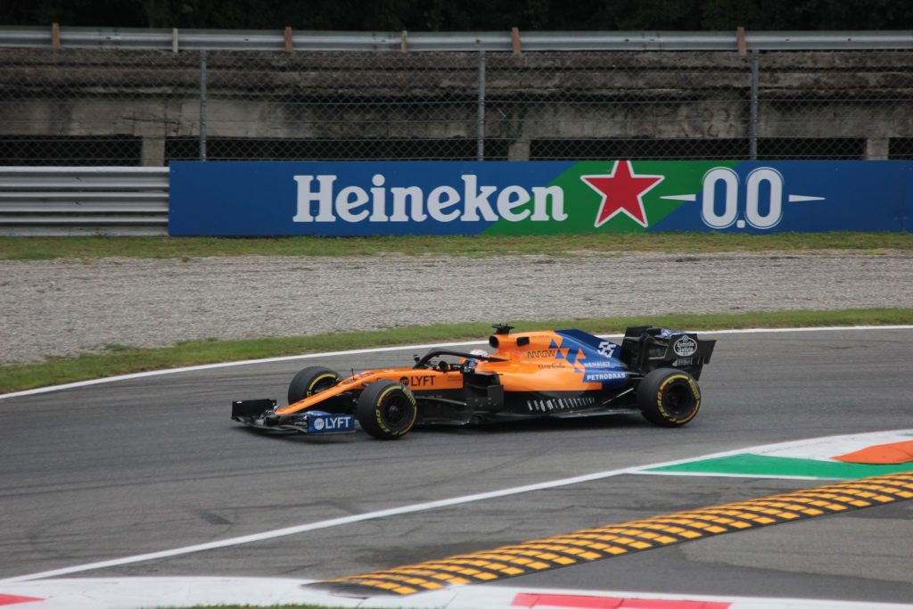 Carlos Sainz races for McLaren at the Italian Grand Prix in 2019.