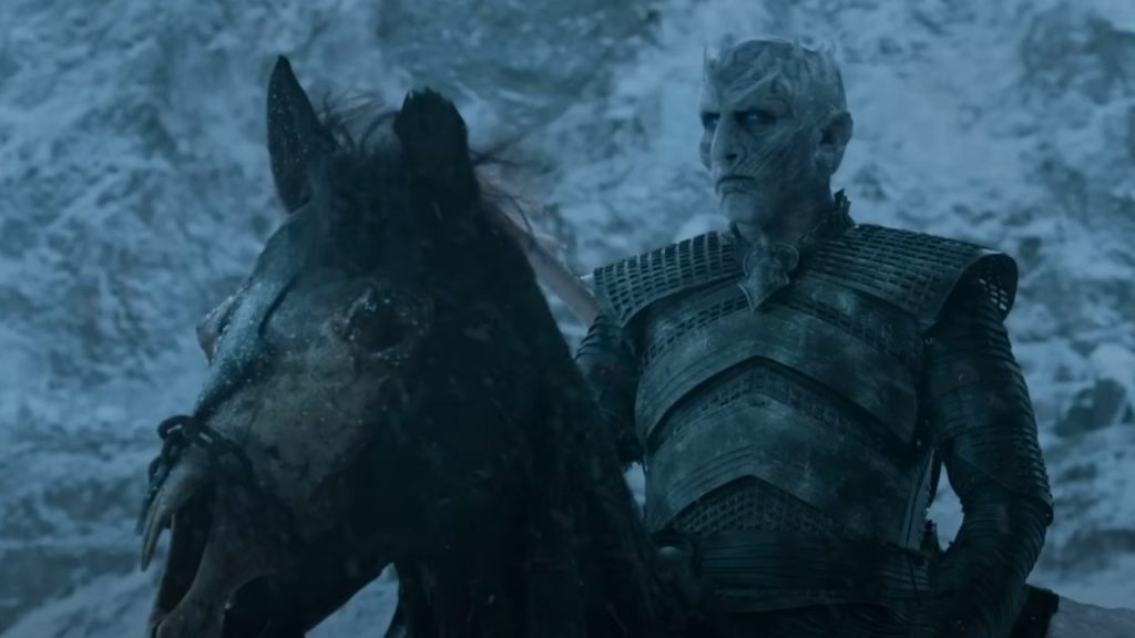 The Night King on his horse in Game of Thrones