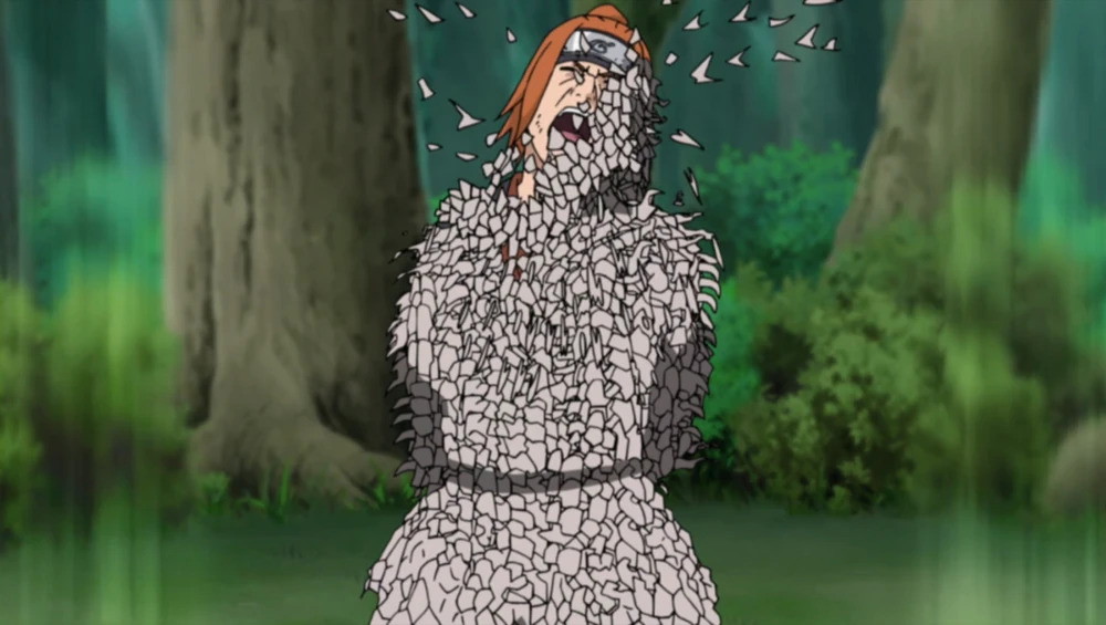 Kabuto uses Fu Yamanaka as a live sacrifice to demonstrate Edo Tensei to Tobi. 