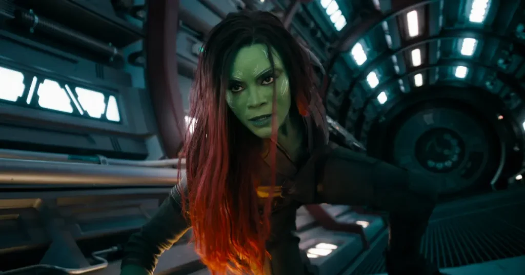 Zoe Saldaña as Gamora in Guardians of the Galaxy Vol.3