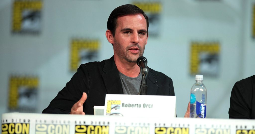 Roberto Orci speaking at the 2014 San Diego Comic Con International, for "Scorpion", at the San Diego Convention Center