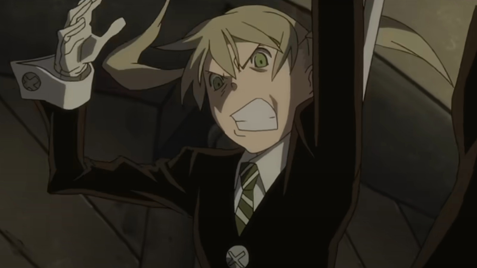 Maka Albarn looks aggressive in a still from Soul Eater anime 