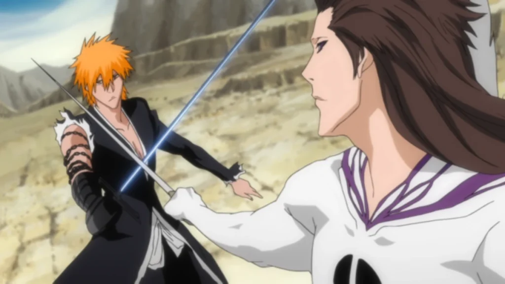 Sosuke Aizen fighting Ichigo