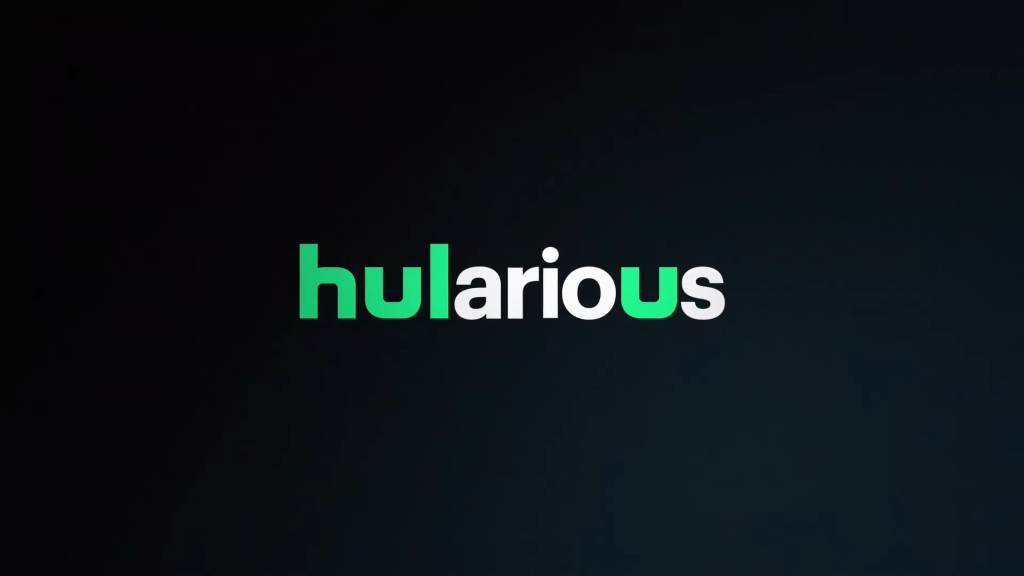 The "Hularious" logo on a black background. The letters "h, u, l, u" are in green while the rest of the letters, "a, r, i, o, s," are in white.