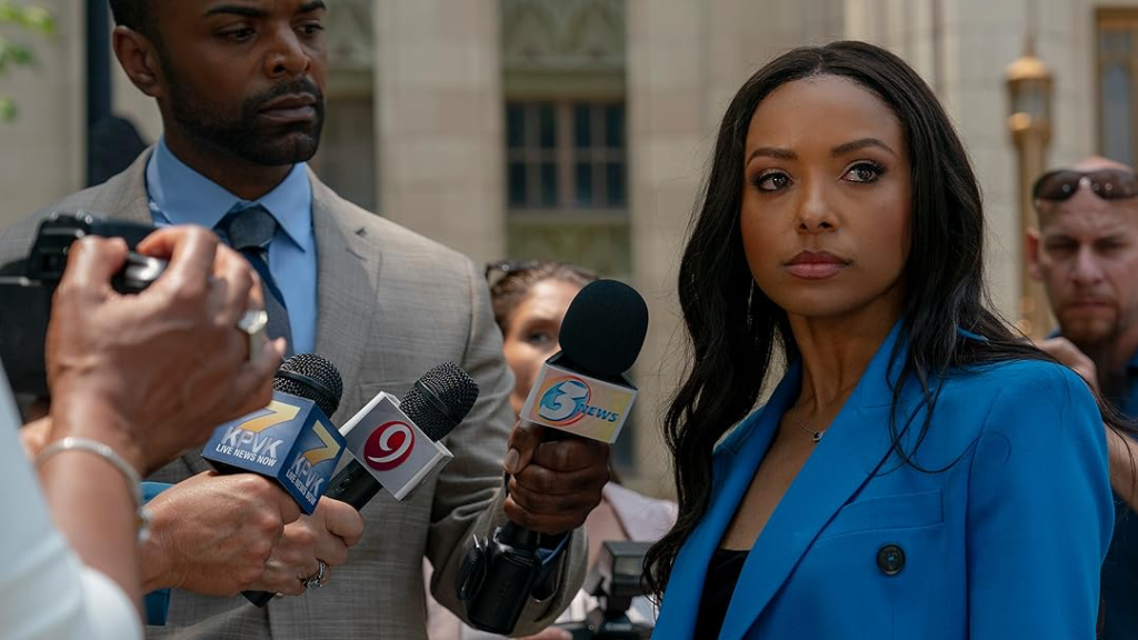 Kat Graham as a high-powered attorney in Tyler Perry’s Duplicity 