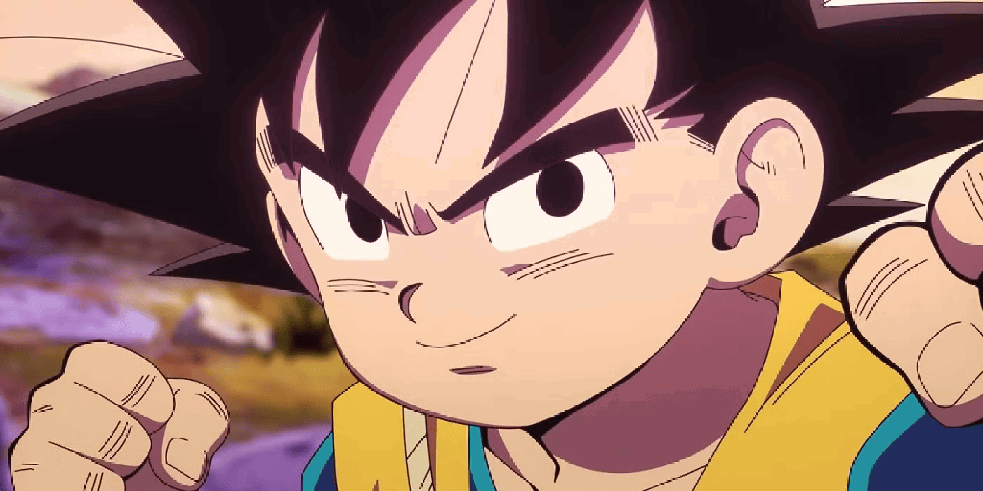 Young Goku with his fists up in Dragon Ball DAIMA. 