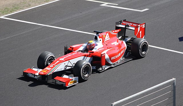 Charles Leclerc winning the Formula 2 Championship race at Jerez, 2017