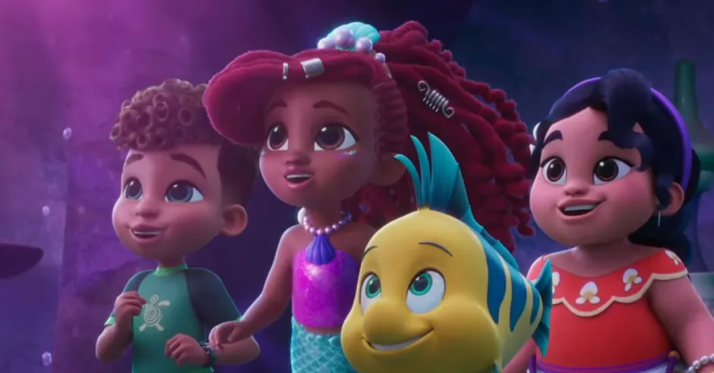 Ariel with her sea friends. 