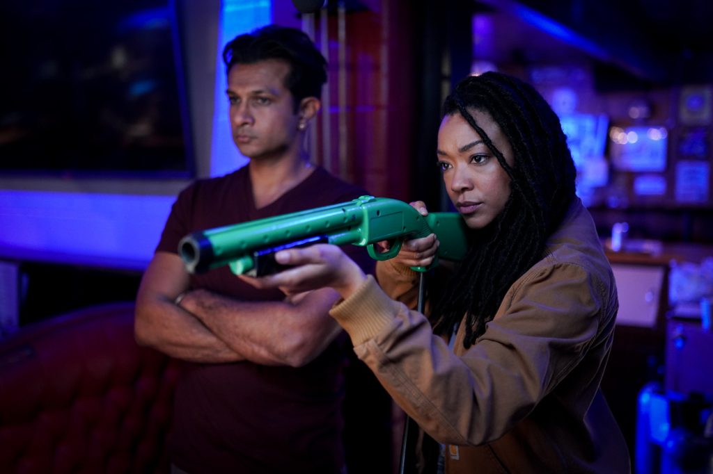 Utkarsh Ambudkar and Sonequa Martin-Green in My Dead Friend Zoe.