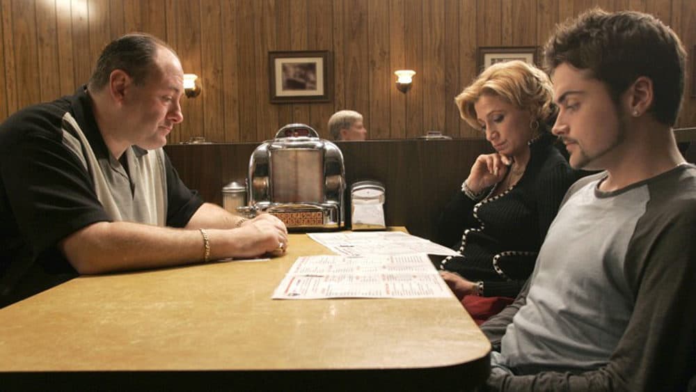 James Gandolfini, Edie Falco, and Robert Iler in The Sopranos | Credits: HBO