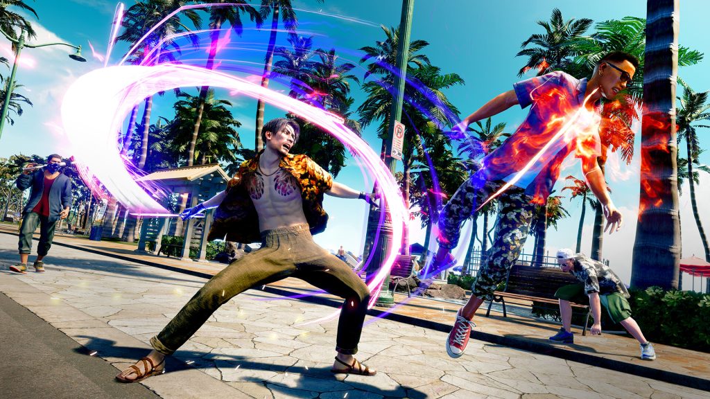 A player engaging in combat in Like a Dragon: Pirate Yakuza in Hawaii.