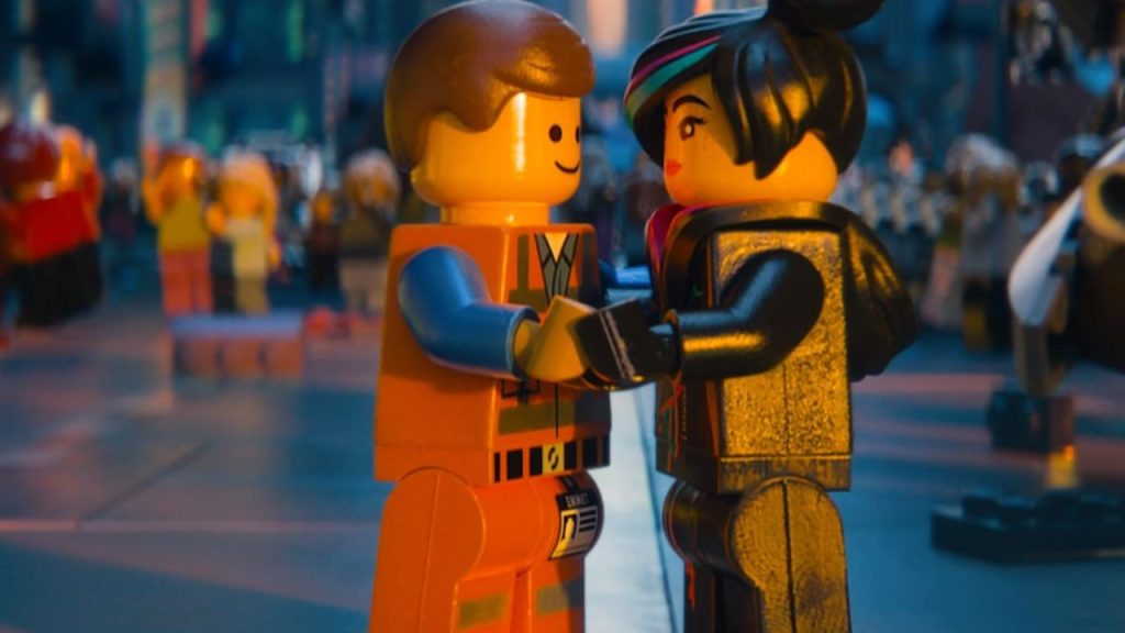 Elizabeth Banks, Charlie Day, and Chris Pratt in The Lego Movie