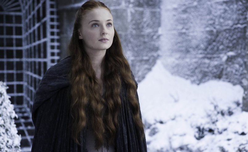 Sophie Turner as Sansa Stark in the popular series Game of Thrones.