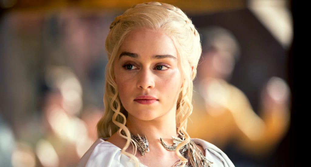 Emilia Clarke as Daenerys Targaryen in the popular series Game of Thrones.