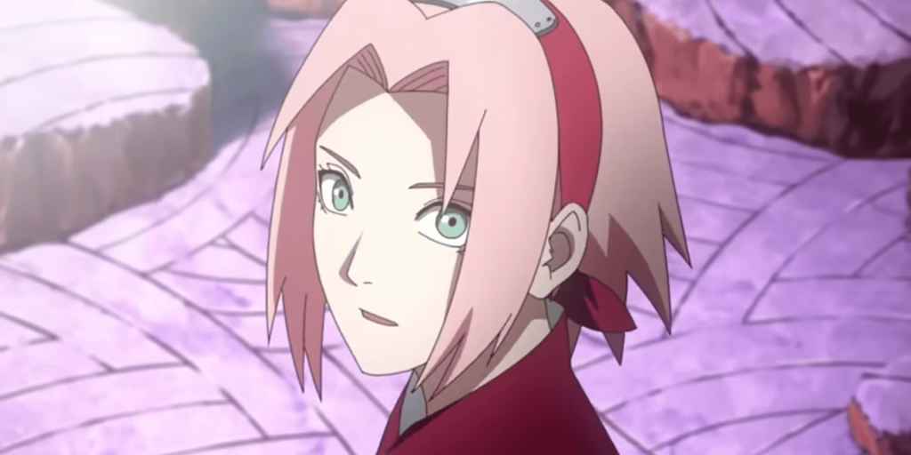 Sakura Haruno looking up in Naruto: Shippuden.