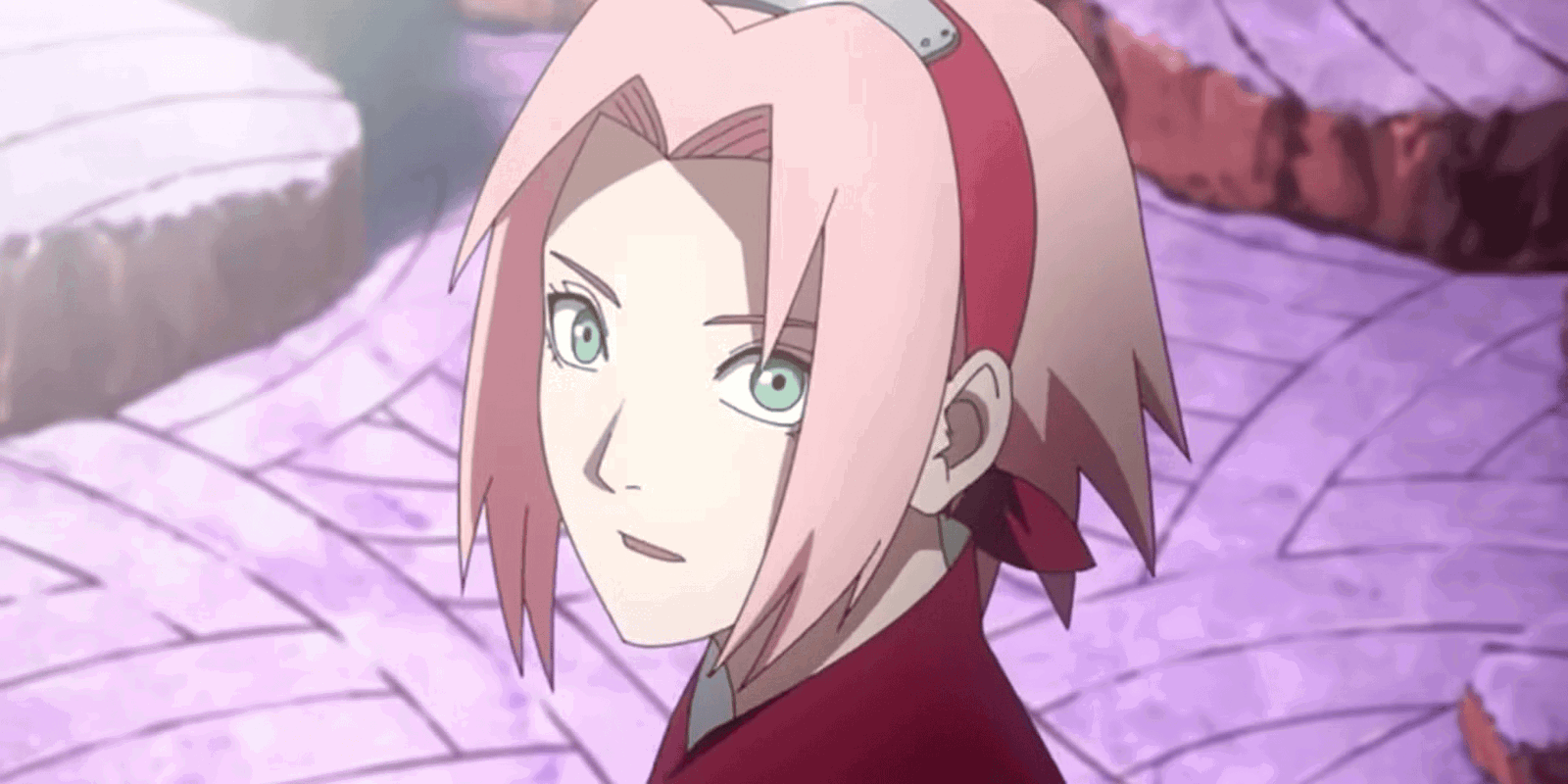 Sakura Haruno looking up in Naruto: Shippuden. 