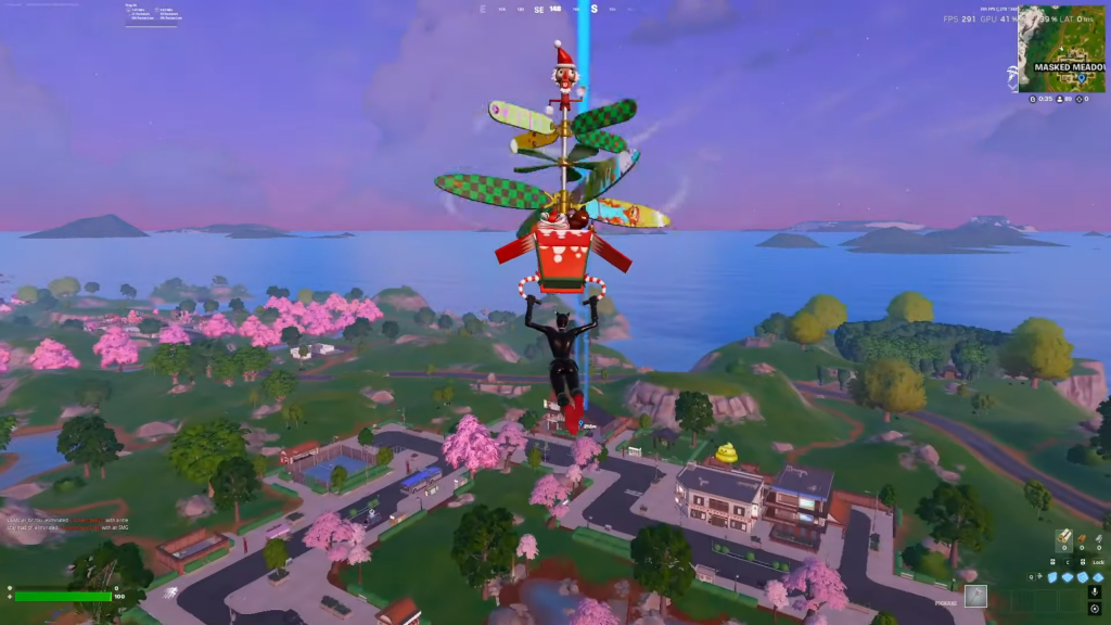 A player gliding in Fortnite.