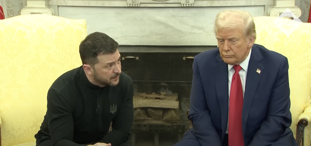 Donald Trump and Volodymyr Zelensky at the Oval Office meeting in the White House