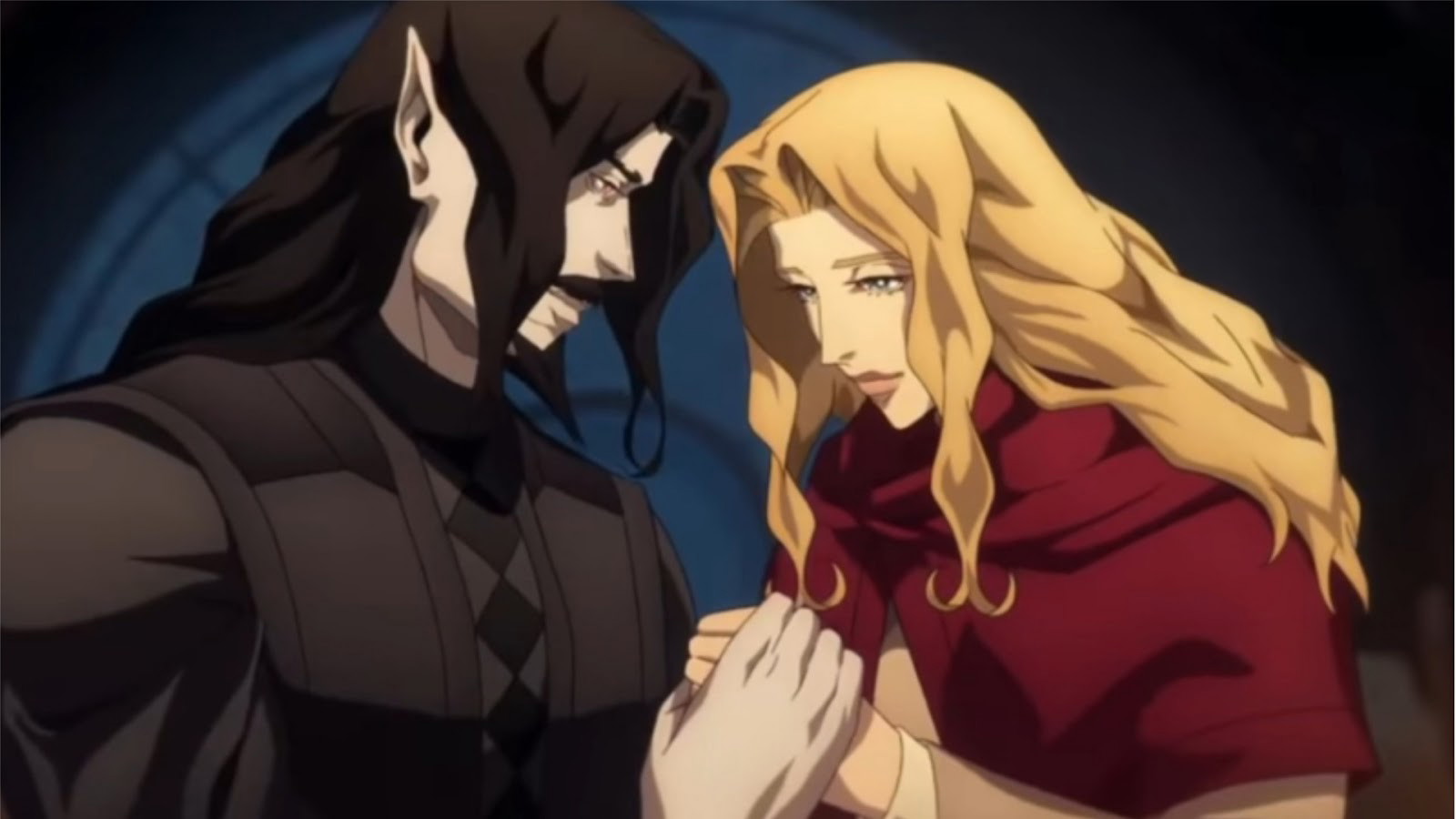 Lisa and Dracula can be seen holding hands in a still from Castlevania 