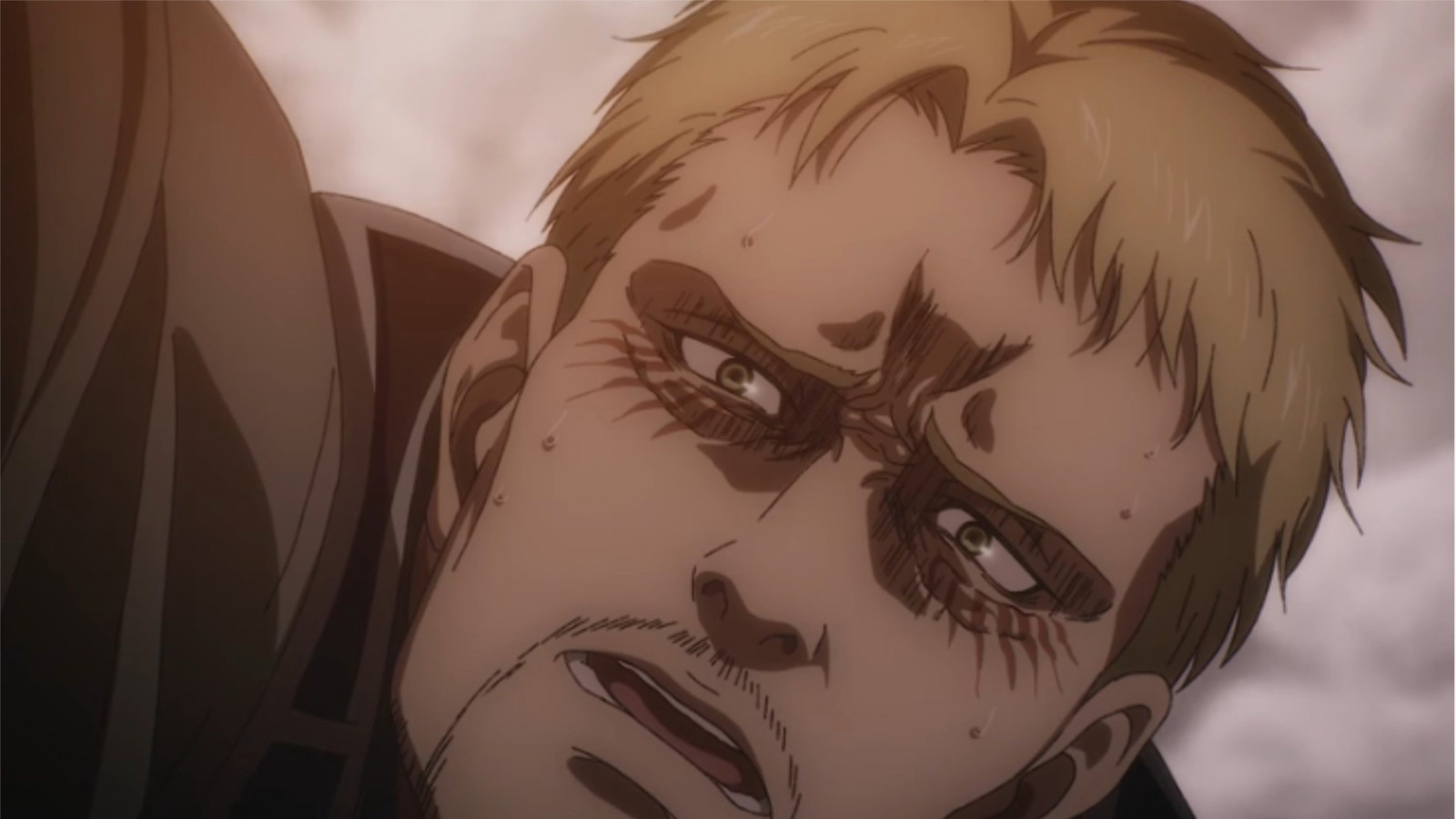 Reiner looks sad in Attack on Titan 