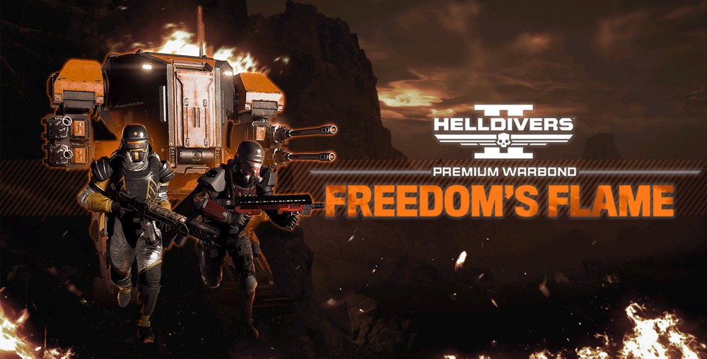 Helldivers 2 banner for the Freedom's Flame warbond.