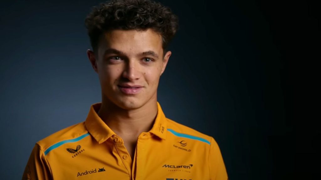 Lando Norris sitting during an interview in Formula 1: Drive to Survive