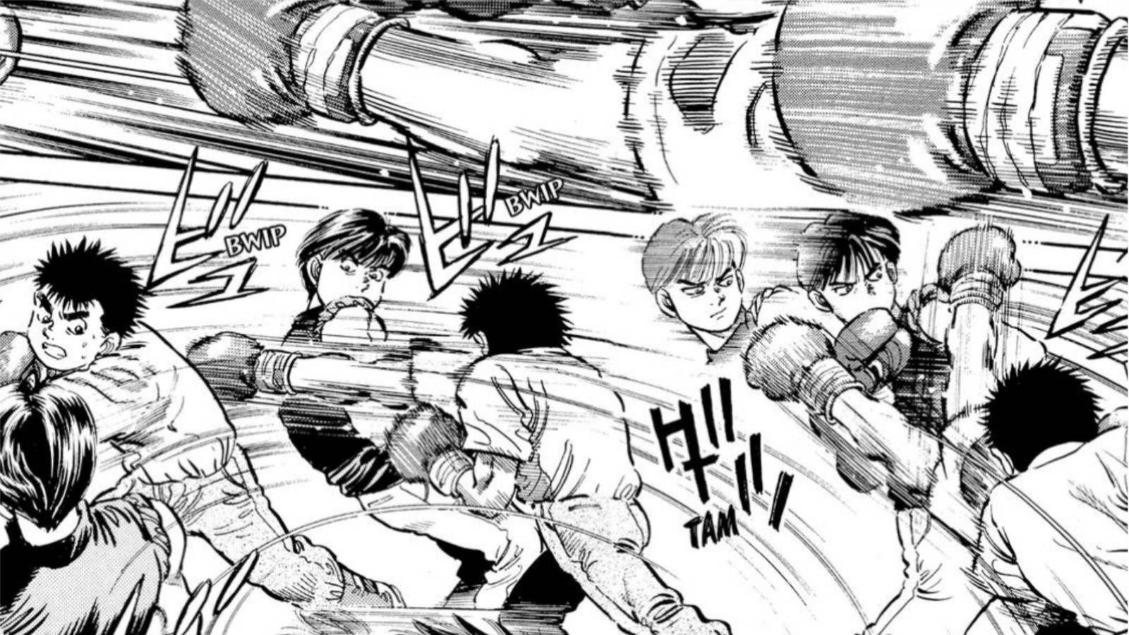 The picture shows a training sequence from Hajime no Ippo manga 