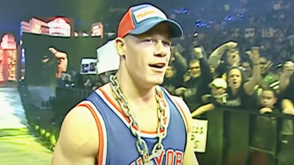 A young Cena walking toward the ring in WrestleMania 20.