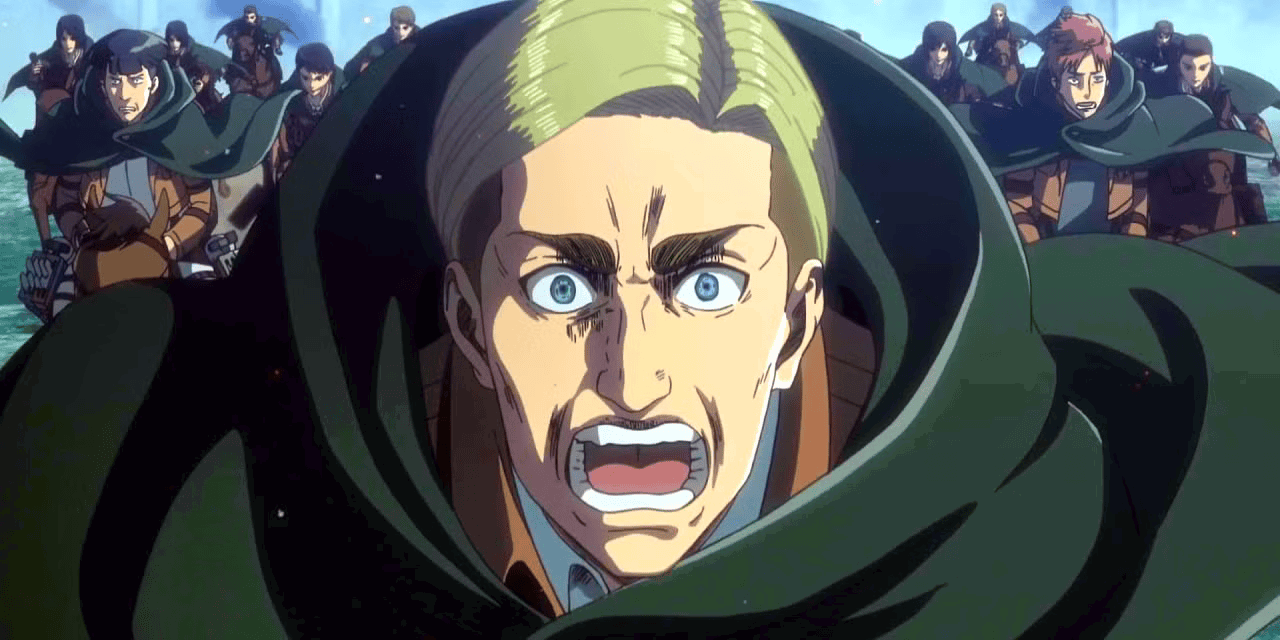 Erwin Smith yells his final speech in Attack on Titan. 