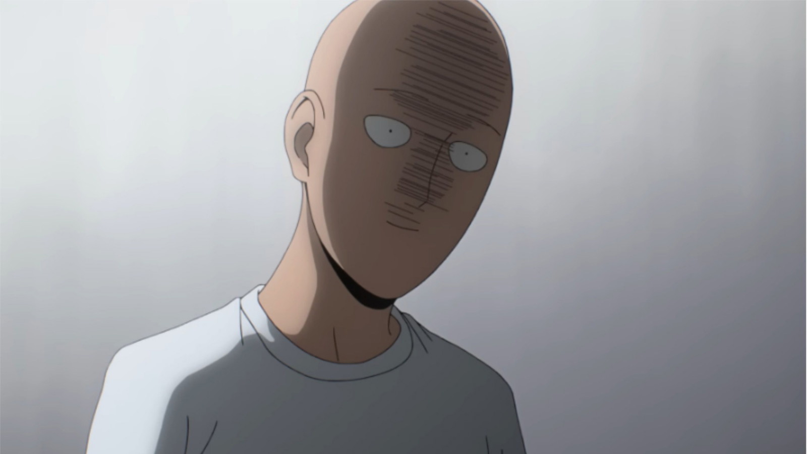 Saitama looks dumbfounded in One Punch man anime