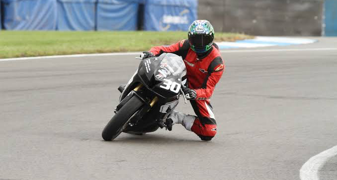 Michael Fassbender takes to the track at the Honda Ron Haslam Race School.