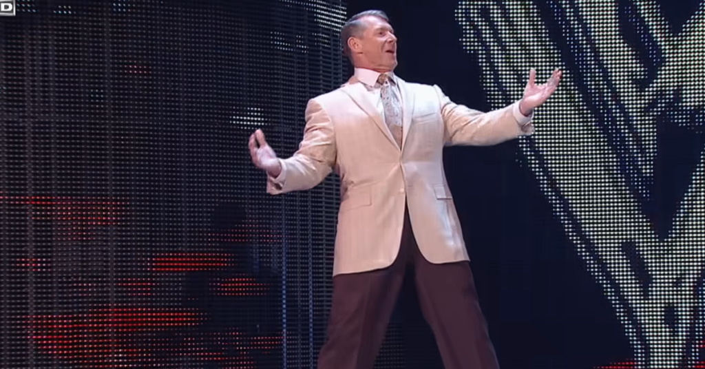 McMahon strikes a pose before entering the arena. 