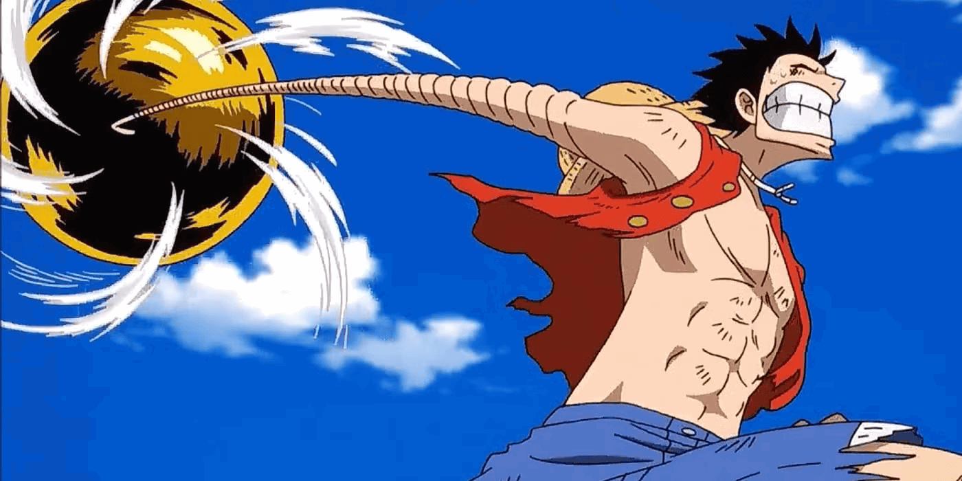 Monkey D. Luffy prepares to ring the Golden Bell in One Piece. 