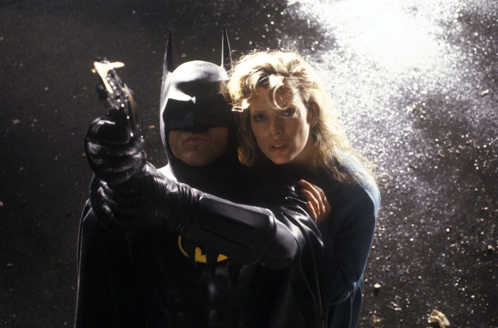 Michael Keaton and Kim Basinger in Batman.