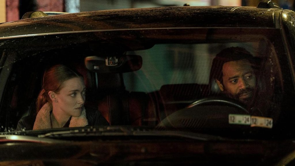 Amanda Seyfried and Nicholas Pinnock in a car in Long Bright River