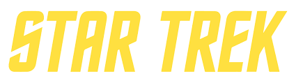 The simple yellow Star Trek logo in the franchise's signature angular font.