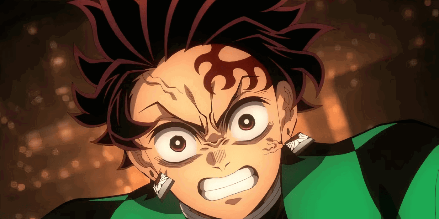 Tanjiro falling into the Infinity Castle in Demon Slayer. 