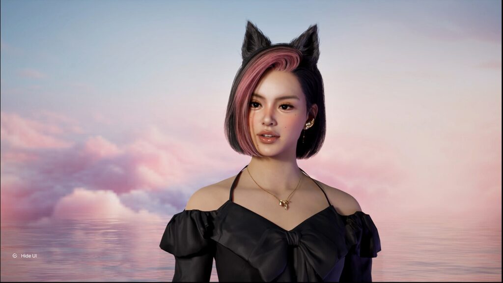 A screenshot from inZOI, featuring a game character with a hairstyle depicting cat ears. 