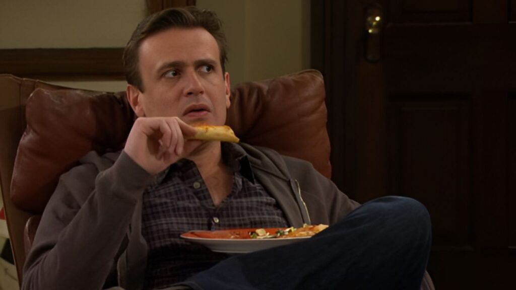 Jason Segel eating in How I Met Your Mother