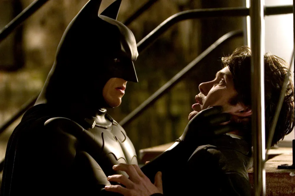 Christian Bale as Batman with Cillian Murphy as Dr. Jonathan Crane