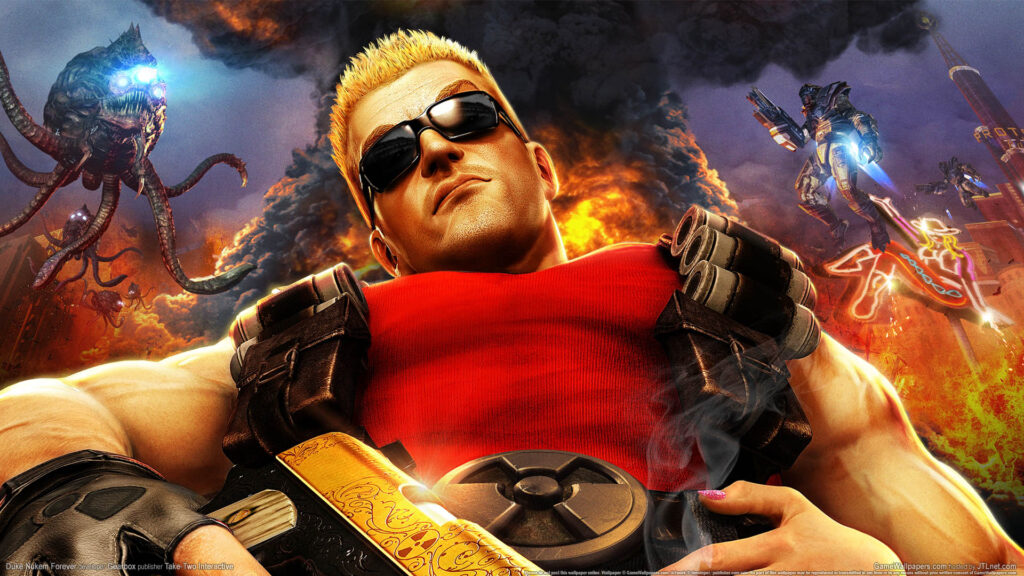 Duke Nukem front and center in Duke Nukem Forever video game poster